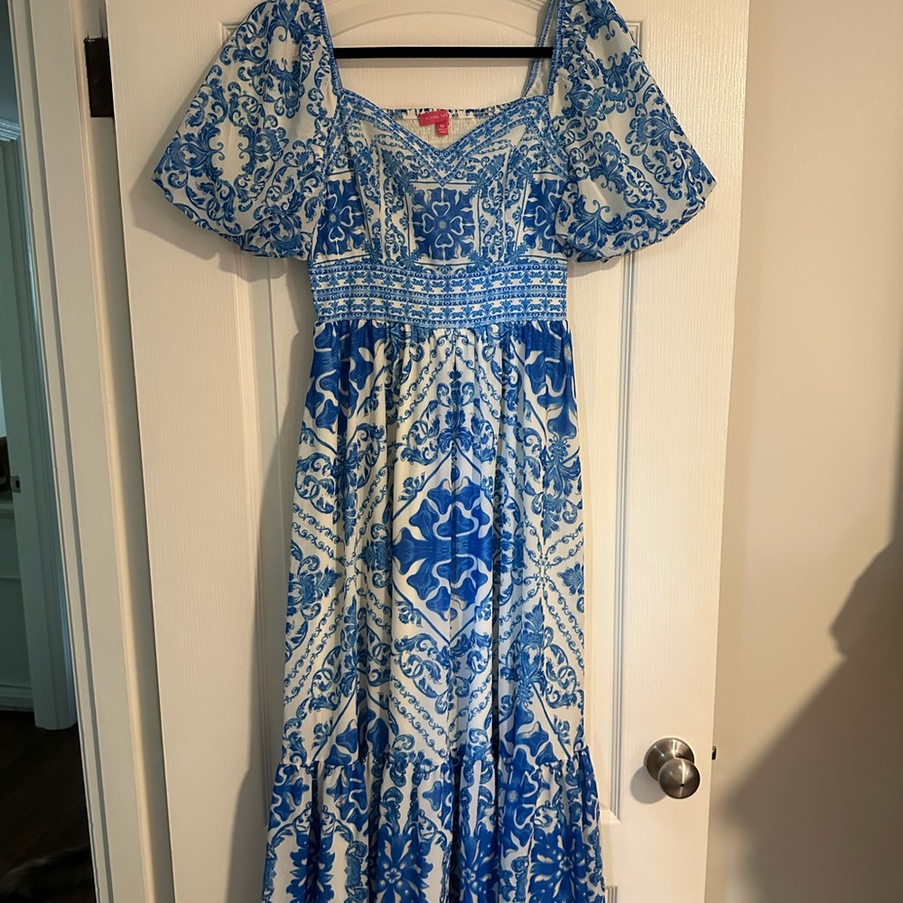Flying Tomato Blue and White Maxi Dress